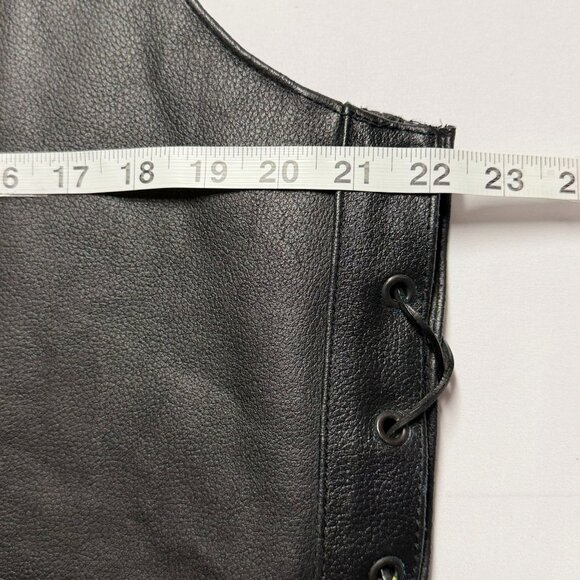 Himalaya Motorbike Wear Black Genuine Leather Vest Size 42 Side Lace Snap Close - Picture 12 of 12